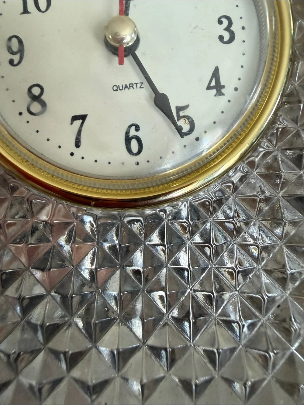 Crystal Table Clock with Gold Trim - Clear vintage